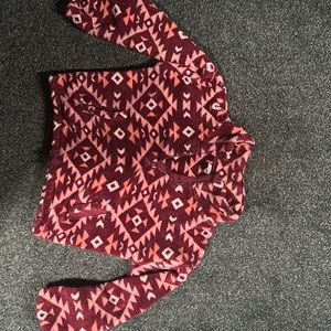 long sleevePrinted, pattern,child size 7 girls size 6, halfzip pullover.